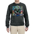 thumbnail image 2 of Wild Bobby, Colorful Abstract Skull Face Streetwear Unisex Crewneck Graphic Sweatshirt, Heather Black, Medium, 2 of 3