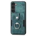 thumbnail image 4 of Compatible with Samsung Galaxy S21 Ultra, Classic Card Slots 360 Rotating Finger Ring Kickstand PU Leather + TPU Frame Magnetic Closure Back Case Cover for Samsung Galaxy S21 Ultra, Green, 4 of 12