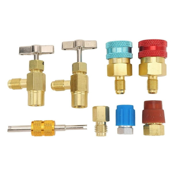 R1234YF Self-Sealing Quick Coupler Kit, 1234yf to R134a High and Low Pressure Adapter for Car Air Conditioner Charging