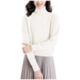thumbnail image 2 of NTACZA Sweaters for Women Beige Basic Turtleneck Loose Fitting Sweaters Pullover Raglan Sleeve Jumper for Women L, 2 of 5