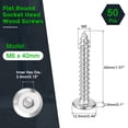 thumbnail image 2 of M6 x 40mm (50 Pack) Tête de Douille Plate Ronde en Acier Inoxydable 304 Vis en Bois, 2 of 7