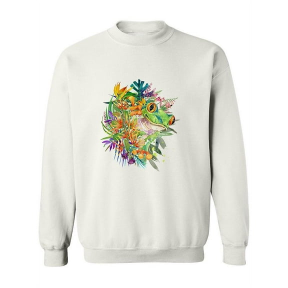 Colorful Frog Design Sweatshirt Women -Image by Shutterstock, Female Large