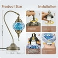 thumbnail image 3 of Yarra-Decor Turkish Moroccan Lamp with Bronze Base 3 Color Options Handmade Swan Neck Tiffany Mosaic Glass Bedside Lamps for Bedroom (LED Bulb Included)(4), 3 of 7