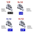 thumbnail image 5 of Industrial Torque Wrenches Ratchet Head 1/2Inch 3/8Inch 1/4Inch Conversion Head 9x12 14x18 Ratchet Head Replacement, 5 of 9