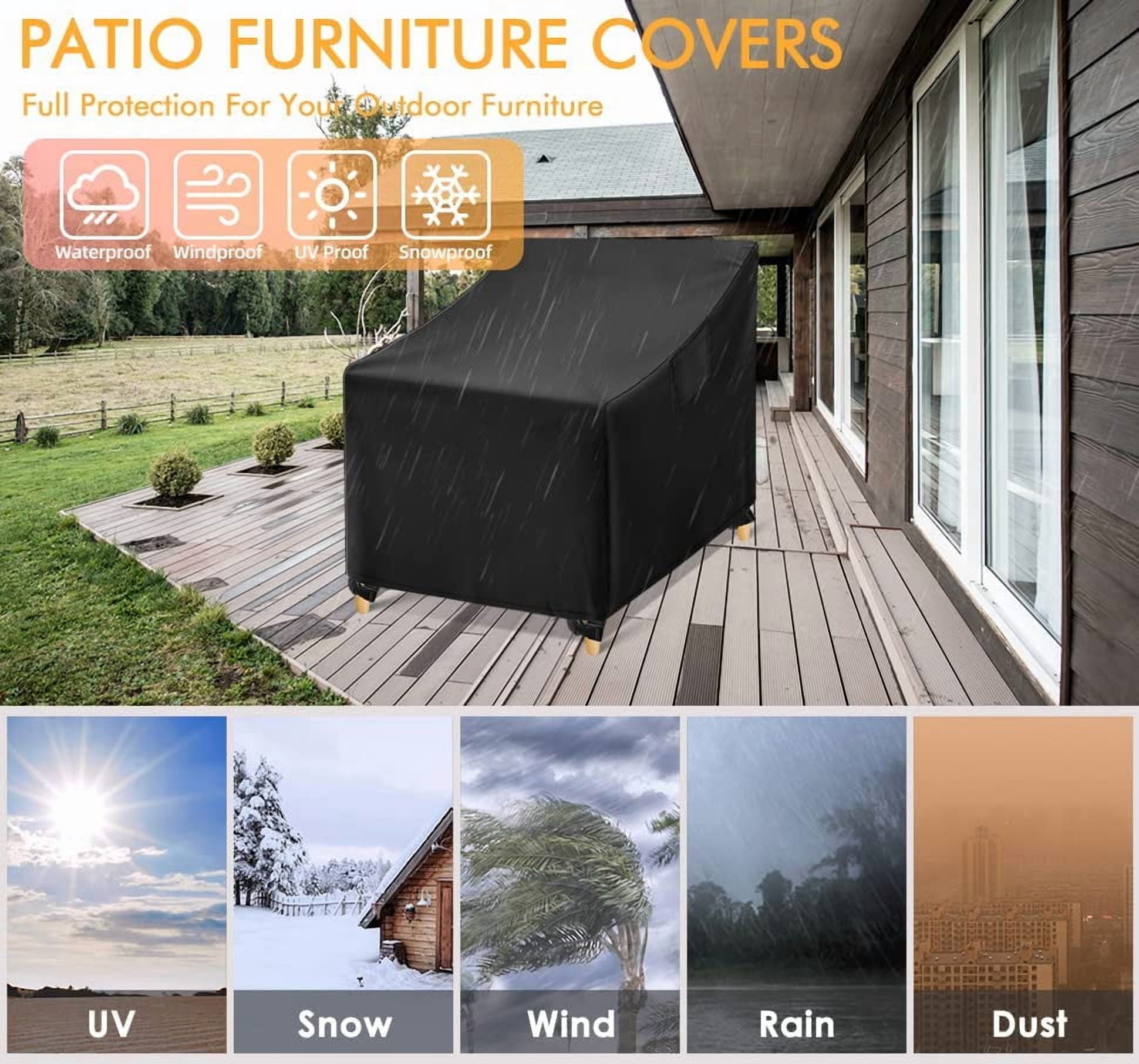 Outdoor Chair Covers Waterproof, Black Lawn Patio Furniture Covers, Heavy Duty Wicker Garden Sofa Cover, 2 Pack - 30" W x 37" D 31" H