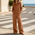 thumbnail image 2 of QQZ Wide Leg Pants 2 Piece Set For Women, Denim Long Sleeve Collared Top & Palazzo Pants Casual Outfit, 2 of 7