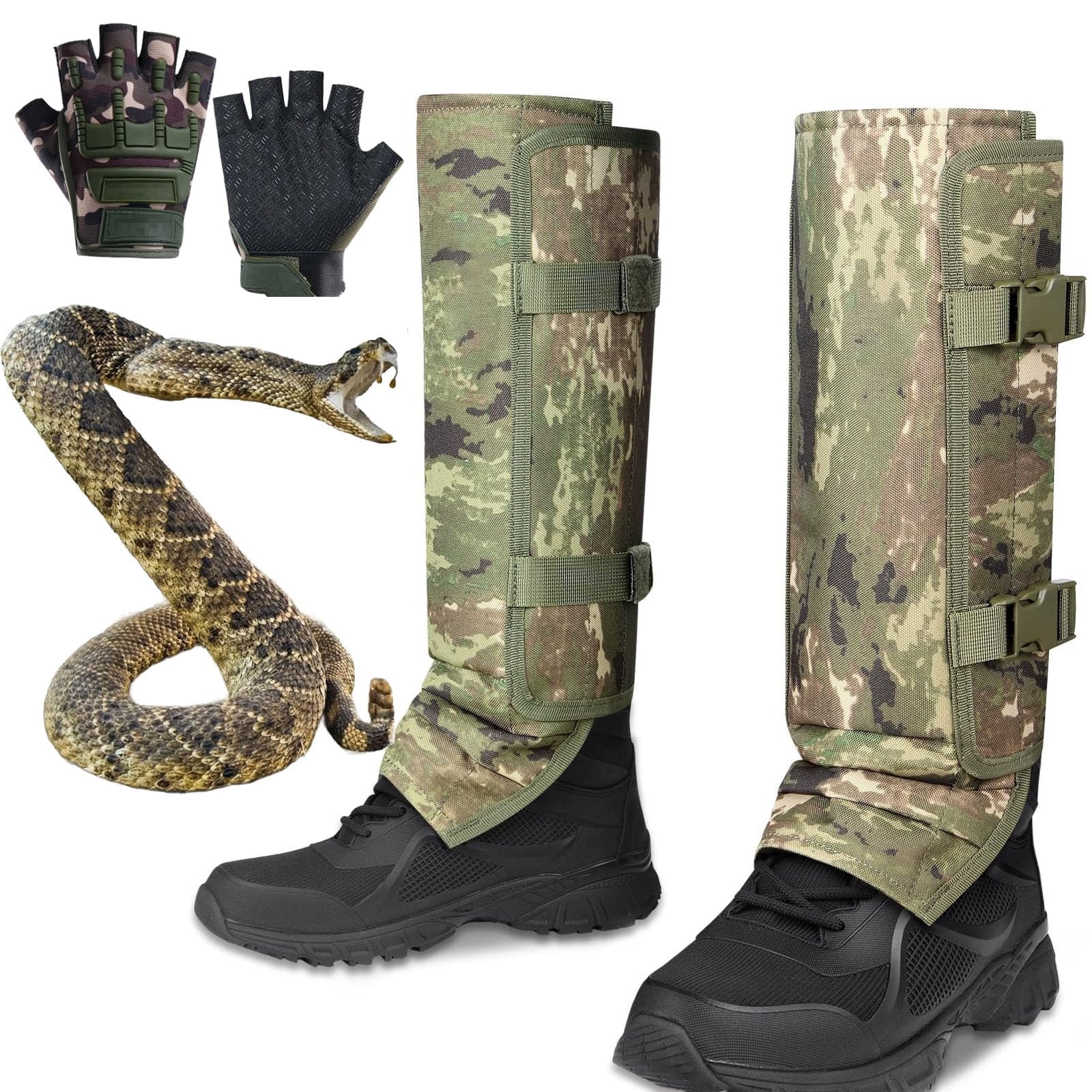 OQRKI Unisex Adjustable Outdoor Snake-Resistant Leg Gaiters Snake-Proof Leg Guards Adjustable for Hunting Hiking & Yard Work Durable snake gaiters