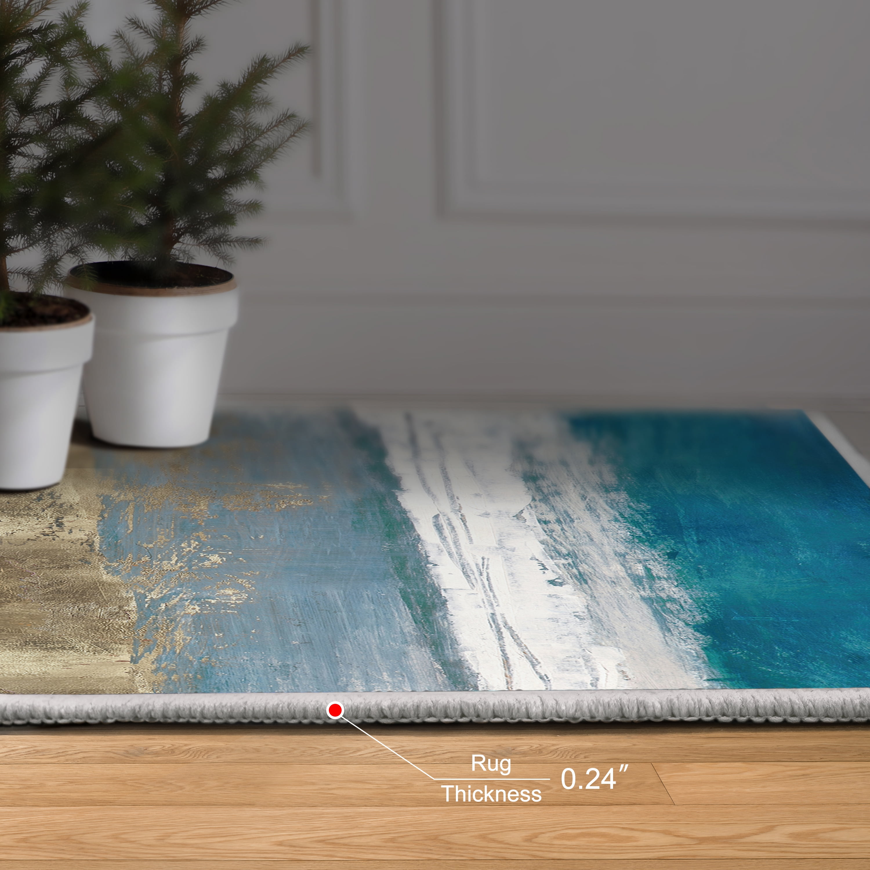 Horizons Across the Blue Washable Color Block Art Area Rug size 5'x8'