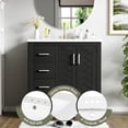 thumbnail image 5 of 30-Inch Black Freestanding Bathroom Vanity with Ceramic Sink Combo - Solid Wood (Pine) Frame Cabinet, 3 Drawers & 2 Soft-Closing Doors, Fits 4" Centerset Faucet, 5 of 8