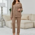 thumbnail image 2 of Gibobby Pijama mujer navidad Conjunto de pijamas y pijamas para mujer, pantalones de manga larga con capucha de Color sólido, pijamas cálidos de otoño e invierno(Marrón,M), 2 of 5