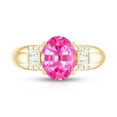 thumbnail image 4 of Rosec Jewels Oval Shape Lab Grown Pink Sapphire Solitaire Ring with Diamond (8X10 MM), 10K Yellow Gold, US 3.00, 4 of 9