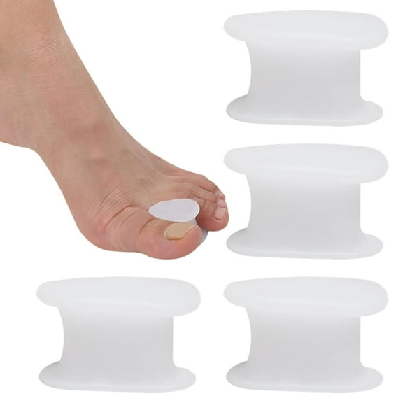 4 PCS Silicone Toe Separators Breathable Washable Reusable Soft Bunion Relief Correcting Big Toe Spacers for Big & 2nd Toe Fit for Calluses Overlapping Toes Crooked Toes(White)