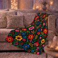 thumbnail image 6 of Vibrant Folk Floral Botanical Otomi Embroidery Inspired, Festive Botanical Garden Scene, Warm Flannel Blanket for Sunroom and Reading Nook, Garden Lovers Thanksgiving Gift, Botanical Home Decor, 6 of 9