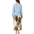 thumbnail image 3 of INSPIRE CHIC Women's 2 Pcs Long Sleeve Top with Floral Capri Pants Lounge Set Sleepwear Pajama Sets XS Blue, 3 of 5