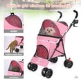 thumbnail image 2 of 3 in 1 Pet Stroller for Small Dogs and Cats, Foldable Pet Stroller with Adjustable Handle, 6 Wheels, Breathable Mesh, Large Capacity, Easy to Carry, Green (Pink), 2 of 14