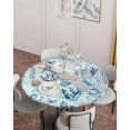 thumbnail image 2 of Summer Coastal Starfish Round Fitted Tablecloth with Elastic Edge,Coral Shell Conch Table Cover Waterproof Table Cloths for Round Tables,Marine Theme Sealife Circle Table Covers for Kitchen 36-44in, 2 of 6