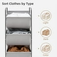 thumbnail image 4 of 120 Liters Vertical Rolling Laundry Hamper, 3 Section Laundry Sorter with Wheels and 2 Breaks, 3-tier Laundry Baskets for Small Space, Dorm, Laundry Room, Closet, Bathroom, Gray 3-tier, 4 of 5