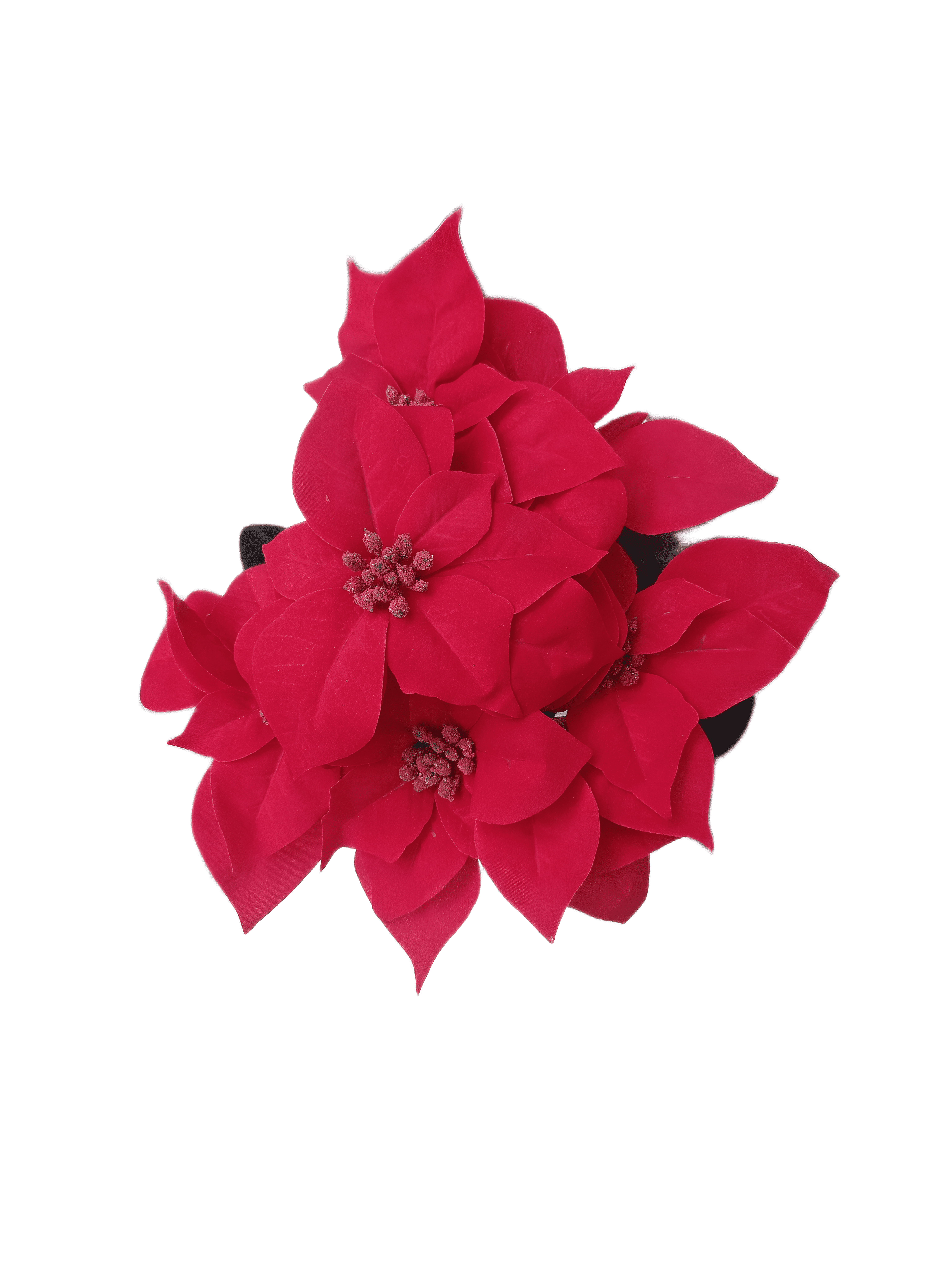Holiday Time 17" Red Velvet Artificial Christmas Poinsettia Plant in Green Foil Wrapped Pot