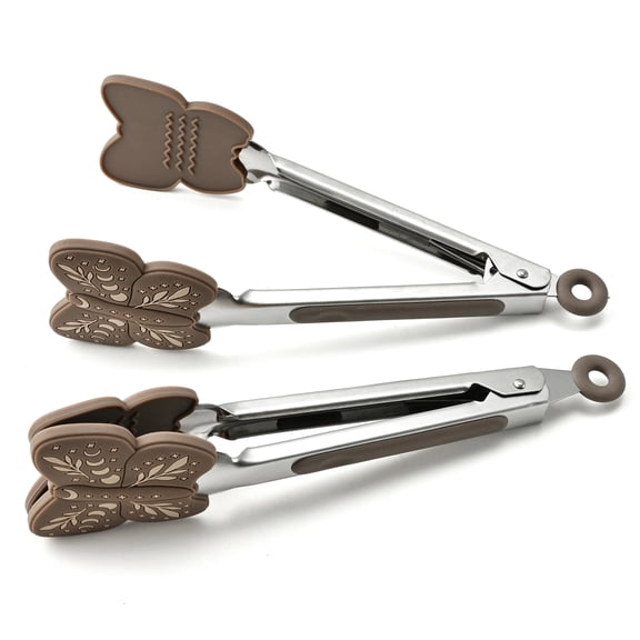 Cook with Color 2-Piece 7-Inch Halloween Silicone Kitchen Tong Set, Butterfly