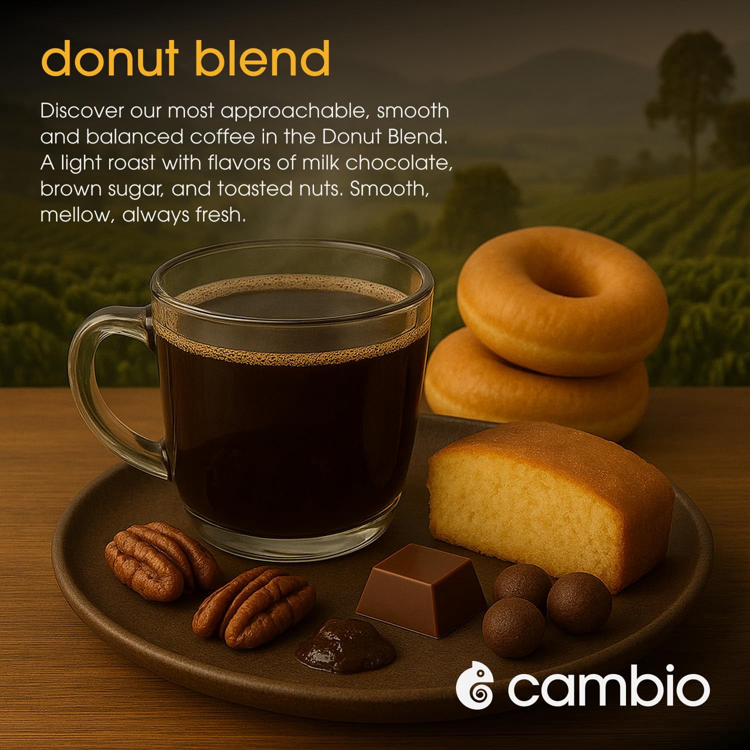 Cambio Roasters Organic Coffee Pods - Donut Blend Light Roast, The Only Organic Recyclable Aluminum Coffee Pods, Small Batch Roasted, Keurig® Compatible, Balanced Flavor, Longer Lasting Freshness, 60