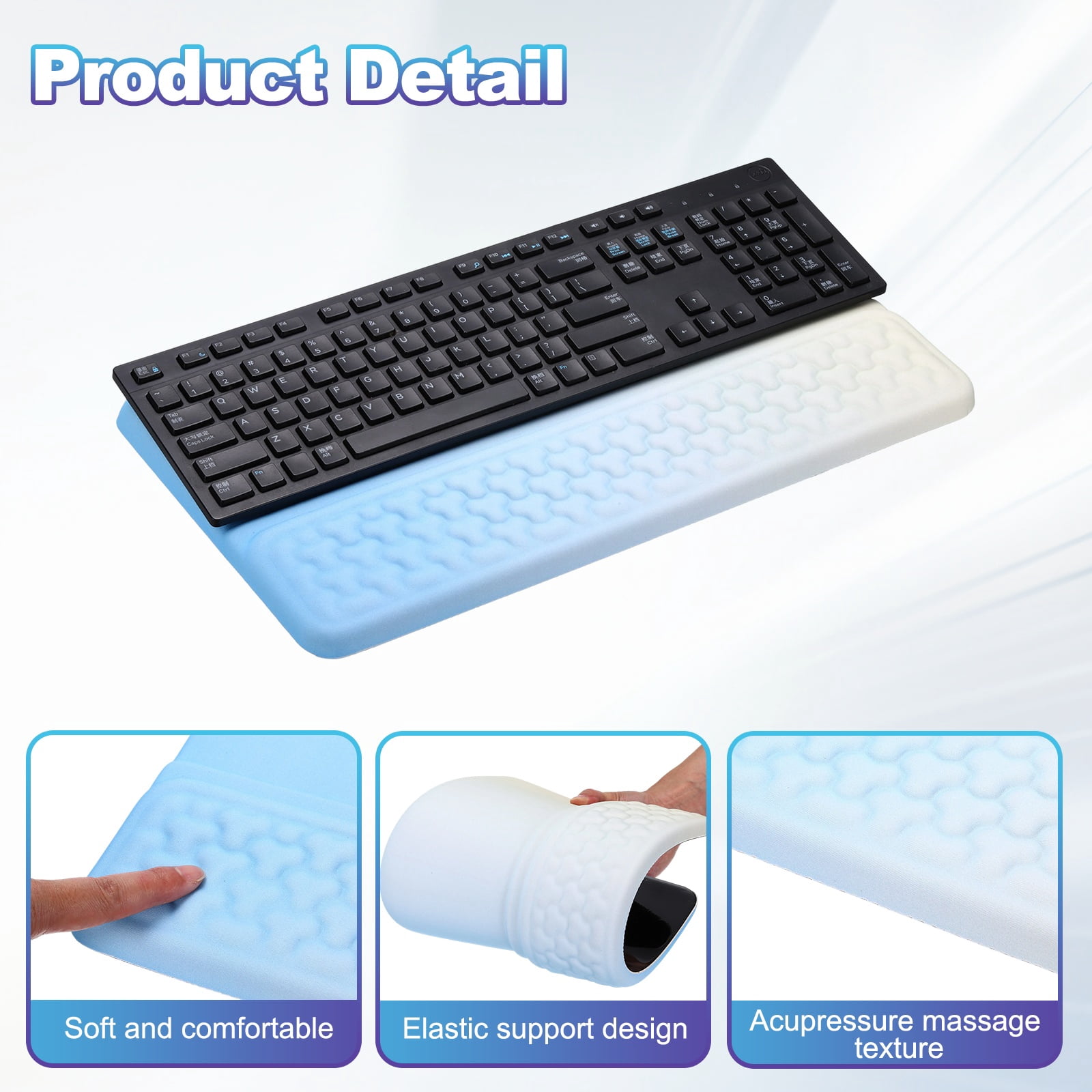 Uxcell Computer Keyboard Stand with Wrist Rest, Computer Wrist Support Pad, Keyboard Stand Riser Holder Pad for Office Desk Gaming Home, Blue and Yellow