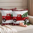 thumbnail image 2 of Red Truck Christmas Outdoor Waterproof Pillow Covers, Red Black Plaid Xmas Tree Wooden Decorative Square Throw Pillowcase Sofa Cushion Sham for Patio/Couch/Chair, 16"x16" 2 Pack, 2 of 8