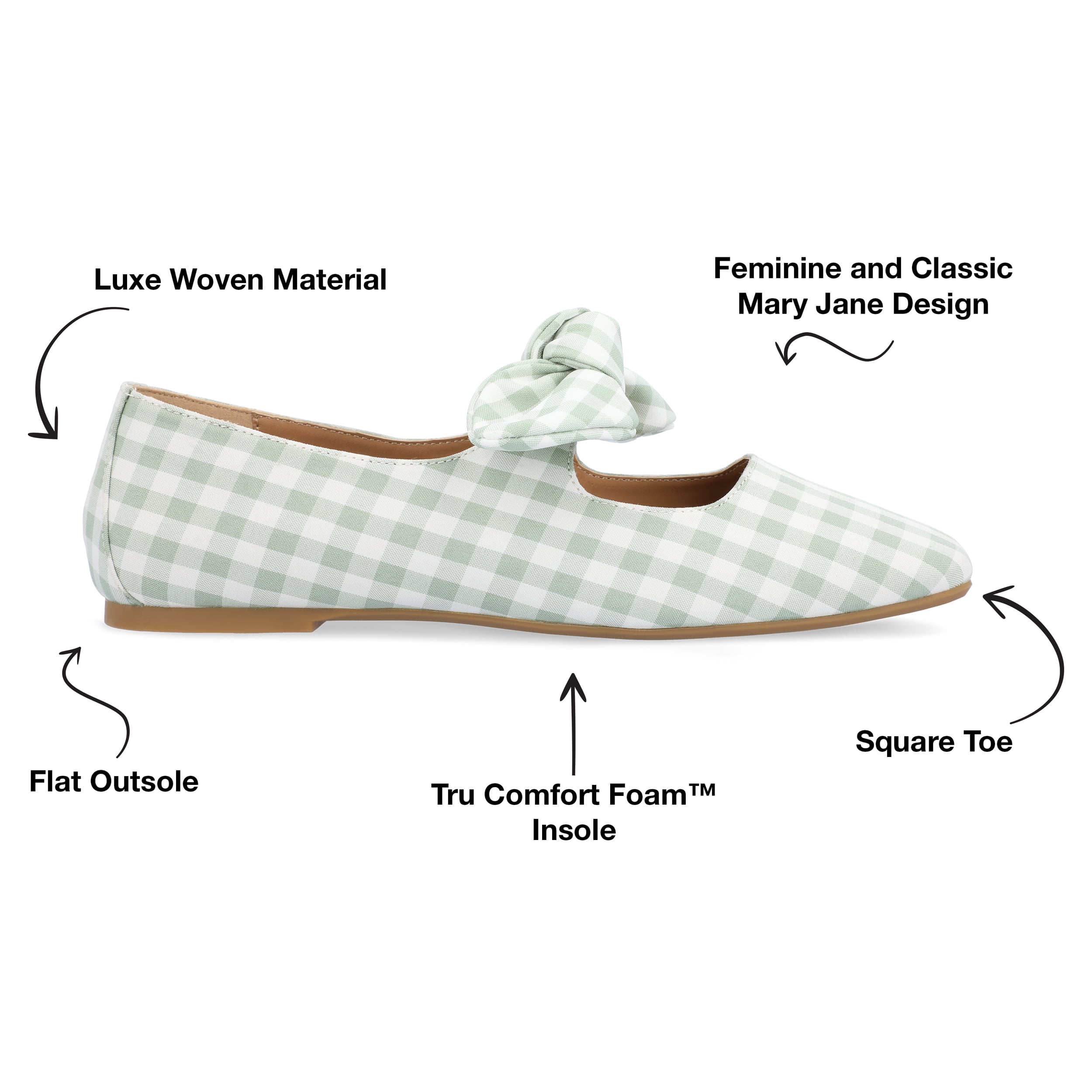 Journee Womens Seralinn Mary Jane Slip On Square Toe Dress Flats