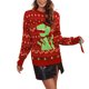 thumbnail image 3 of Suéteres de mujer de manga larga con estampado de dinosaurios y cuello redondo de Navidad para primavera y otoño, 3 of 5