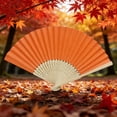 thumbnail image 5 of Yucurem 1 Pack Foldable Handheld Fan, Chinese Folding Fan for Women, Solid Bamboo Paper Fans for Wedding Guests, Dancing, Party Favors (Orange), 5 of 7