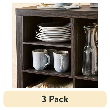 (3 pack) Better Homes & Gardens H Shelf Insert for Cube Organizers, Tobacco Oak