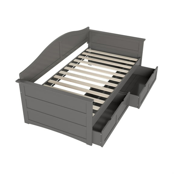 AFI Acadia Twin Wood Daybed with Set of 2 Drawers in Grey