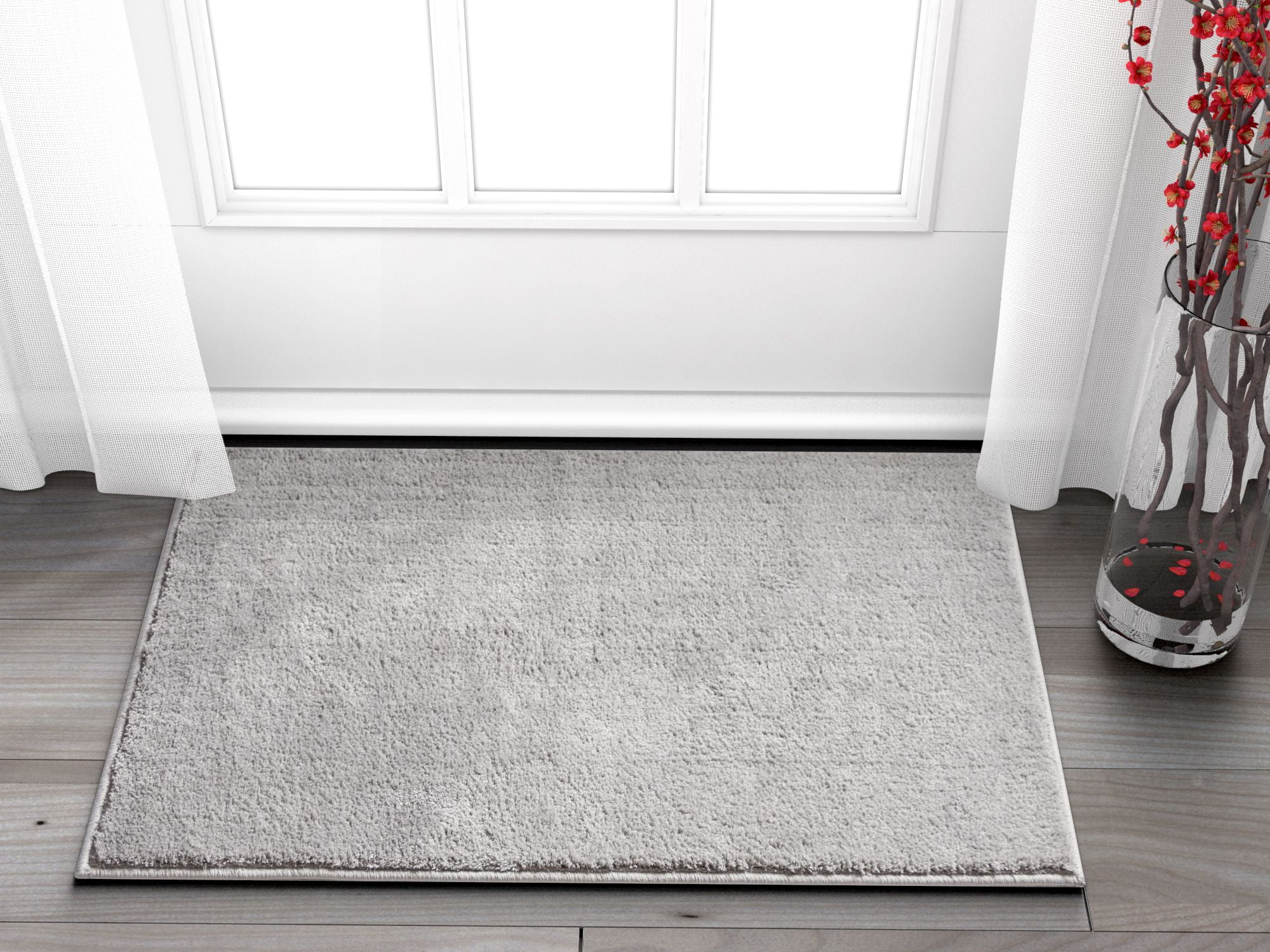 Drexel Shimmer Light Grey Solid Color Plain Microfiber 2x3 (20" x 31