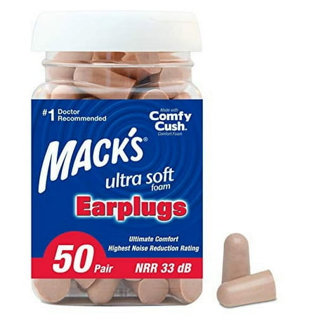 

Mack s Ultra Soft Foam Earplugs 50 Pair - 33dB Highest NRR Comfortable Ear Plugs for Sleeping Snoring Travel Concerts Studying Loud Noise Work