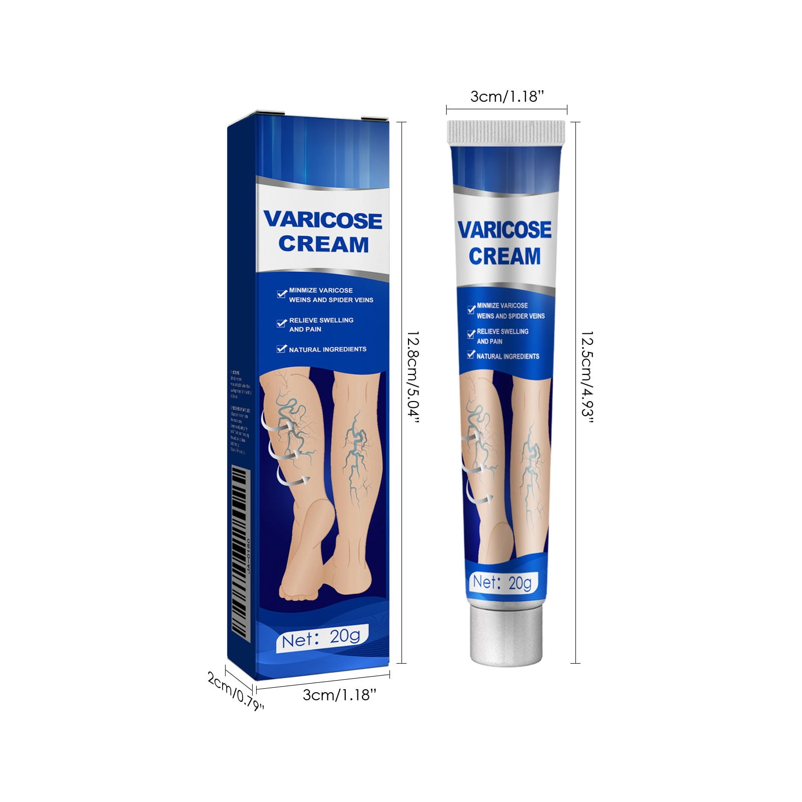 Alvantor Leg & Foot Varicose Cream, 0.7oz, Moisturizes & Relieves Discomfort, 0.7oz