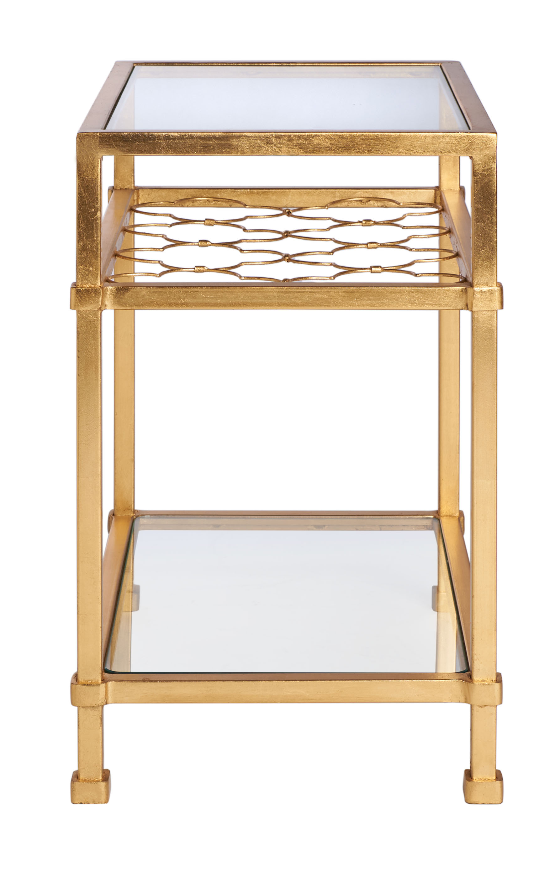 SAFAVIEH Couture Hanzel Glam Glass Top Metal End Table, Gold/Glass