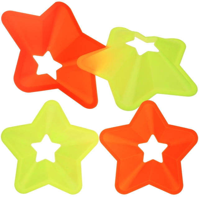 4 Pcs Marqueurs de Sport Réutilisables pour Entraînement de Football Plat en Forme d'Étoile Plateau Marqueur pour Intérieur Extérieur (Jaune, Vert)
