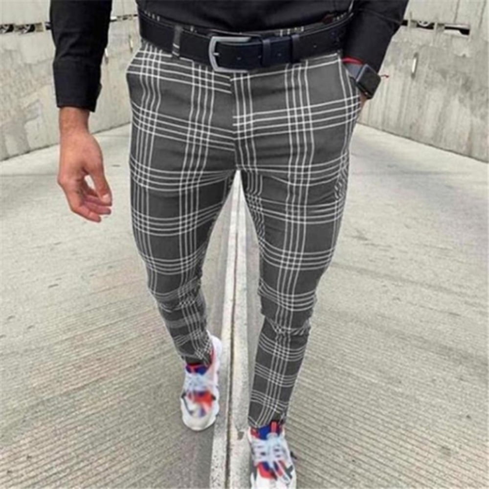 plaid slim fit pants