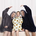 thumbnail image 5 of White Green Stem Sunflower Pattern Blanket Hoodies for Kids 6-13YR Oversize Wearable Blanket Hoodies for Boys Girls Teens, 5 of 7