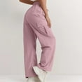 thumbnail image 4 of Resicozy Cargo Pants Women Fall Baggy Hiking Pants High Waisted Drawstring Wide Leg Pant with Pockets Pink S, 4 of 4