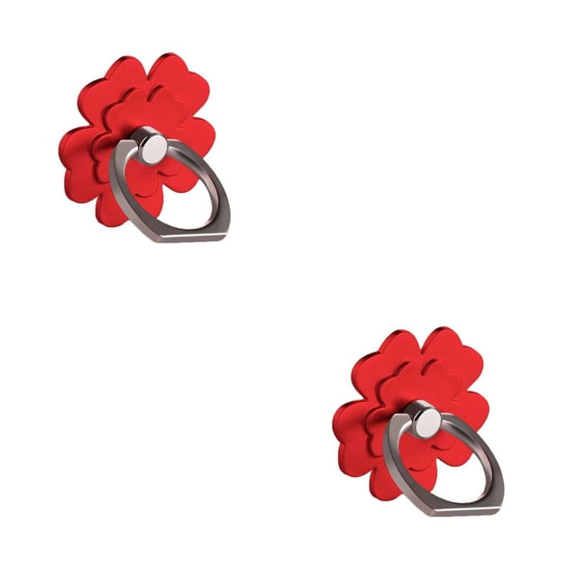 Sidaley Soporte Universal para anillo de dedo de teléfono con flores, accesorios portátiles para teléfono para iPhone, Huawei, soporte para anillo rojo 2piezas