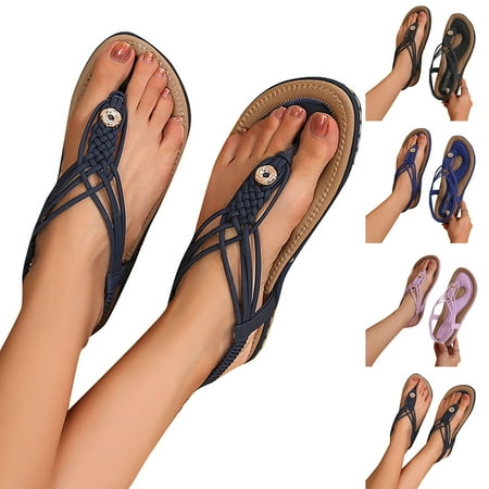 

Sunny style Womens Sandals! YOHOME Yasirun Rhinestone Thong Oversized Platform Blue 38
