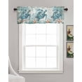 thumbnail image 3 of Coastal Turtle Kitchen Valances for Windows Farmhouse Linen Window Valance Curtain for Living Room Window Treatment Ocean Starfish Abstract Flower Marine Valance Rod Pocket Topper Drape, 42 x 18 Inch, 3 of 6