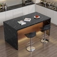 thumbnail image 5 of Hawsaiy 67" Modern LED Rectangle Dining Table with Marble-Look Top, 6 Seater Kitchen Island Table with Lights for Home Kitchen Office, Black, 5 of 9