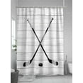 thumbnail image 5 of Shower Curtain Hockey Player Shower Curtains for Bathroom, Waterproof Polyester Shower Curtain Set with Hooks, Stall Long Size 54"x78" Sports Ground Wood, 5 of 6