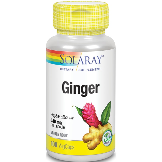 Solaray Organic Ginger Root 540 mg Capsules, 100 Ct