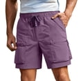 thumbnail image 2 of Cargo Shorts for Men Summer Casual Lightweight Elastic Waist Wide Straight Leg Loose Athletic Shorts with Pockets, 2 of 5