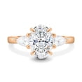 thumbnail image 3 of ESTE ORIGIN 2.00Ct Lab-Grown Oval Diamond Trilogy Engagement Ring – IGI Certified, Pear Side Stones, Cathedral Three-Stone Ring in 14K Rose Gold for Women, 3 of 7