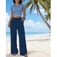 thumbnail image 3 of ZANKLEY Wide Leg Pants for Women Flowy Palazzo Drawstring Elastic Waist Trousers with Pockets Summer Beach Vacation Clothes, 3 of 10