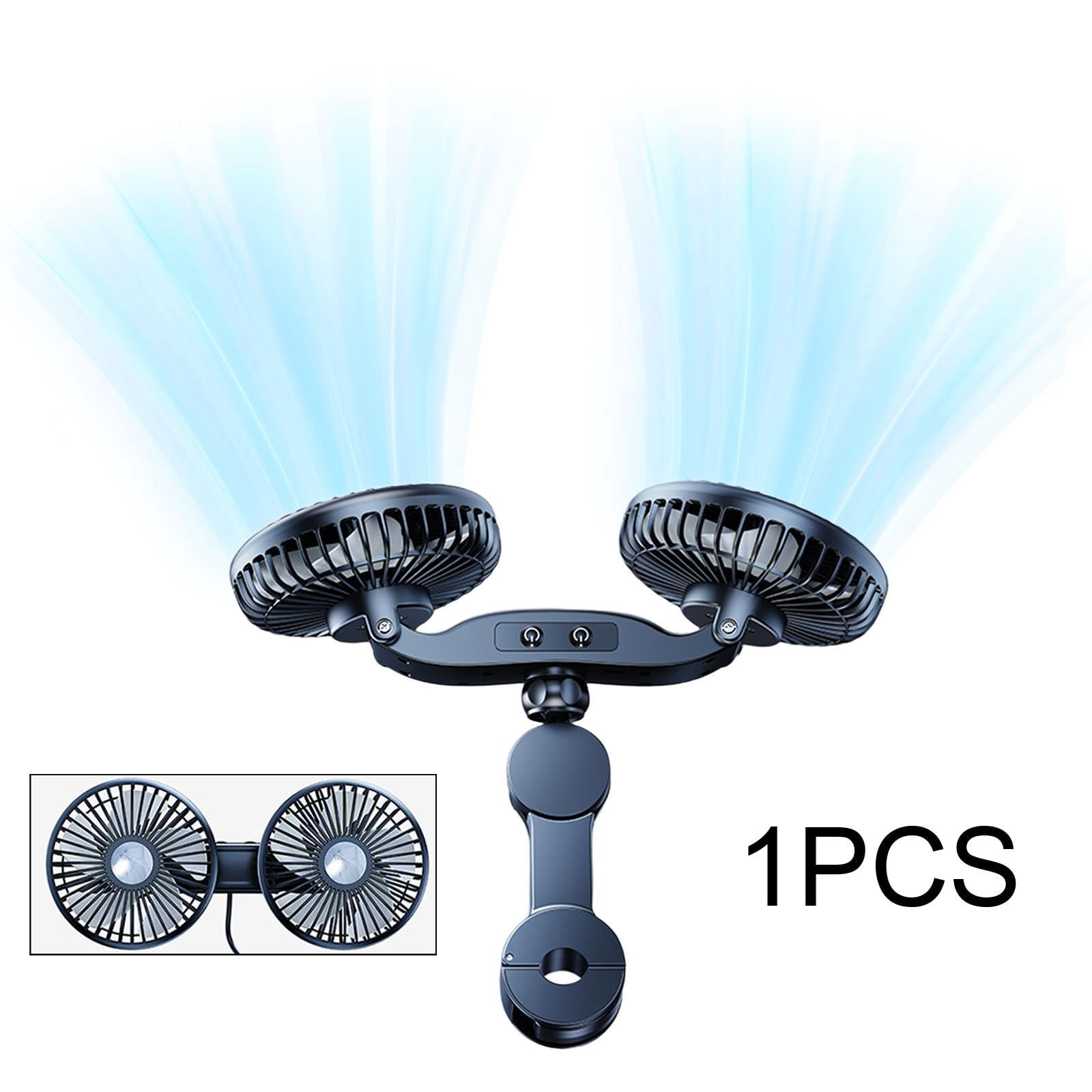 Dickly Car Fan for Backseat Double Headed Fan USB Fan Adjustable SUV RV Sedan Universal