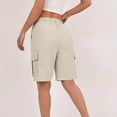 thumbnail image 5 of BXINGOHAI Bermuda Shorts for Women Summer Cargo Shorts with Pockets Outdoor Drawstring Knee Length Hiking Short Beige L, 5 of 8